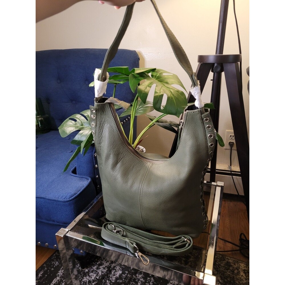 Beautiful Olive Green Boho Shoulder Bag- Slight Imperfections See Description - Picture 6 of 16